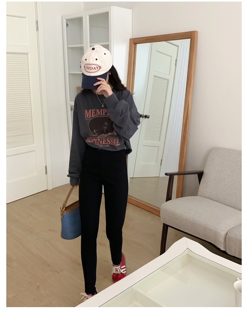 黑色打底小黑裤女秋季外穿2023新款紧身铅笔春秋魔术裤小脚牛仔裤详情21