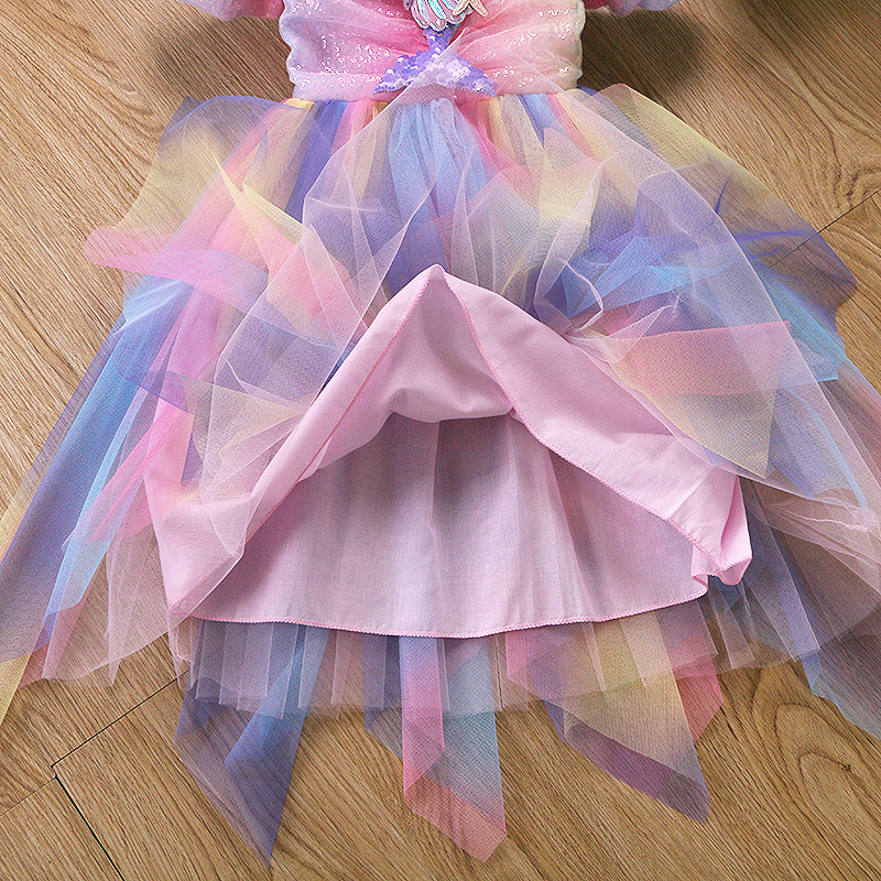 纯棉跨境女童连衣裙独角兽童裙女宝宝蓬蓬裙发光美人鱼公主裙代发详情19