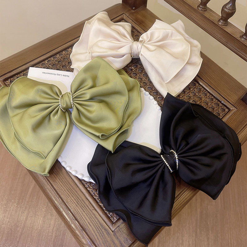 缎面高级感白色大蝴蝶结头饰发夹后脑勺气质发卡女秋冬优雅弹簧夹详情1