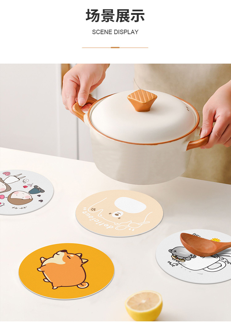 Cartoon heat insulation pads, placemats, high-temperature resistant table MATS, bowl MATS, pot MATS, plate MATS, PVC MATS, waterproof MATS, ins coasters pic 6