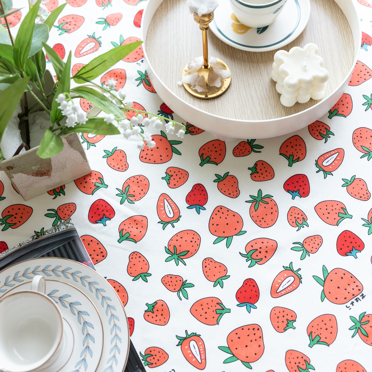 Tablecloths, fresh and simple tablecloths, country-style strawberry table MATS, table covers, Japan, South Korea, Taiwan, Hong Kong, foreign trade pic 24