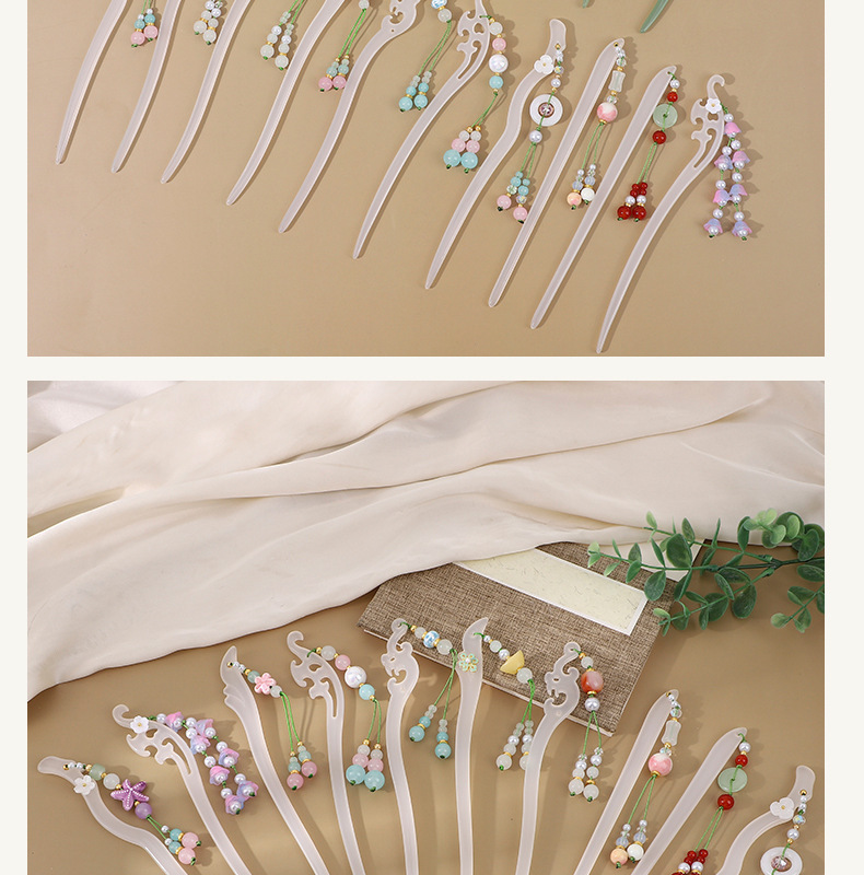 古风流苏仿玉发簪板材盘发新中式汉服精雕头饰日常挽发古装发钗女详情13