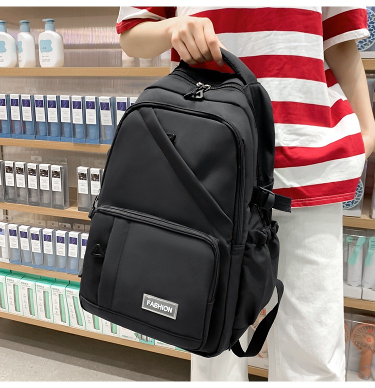 纯色学生书包女批发轻便大容量中大学生双肩包女3-6年级校园背包详情19