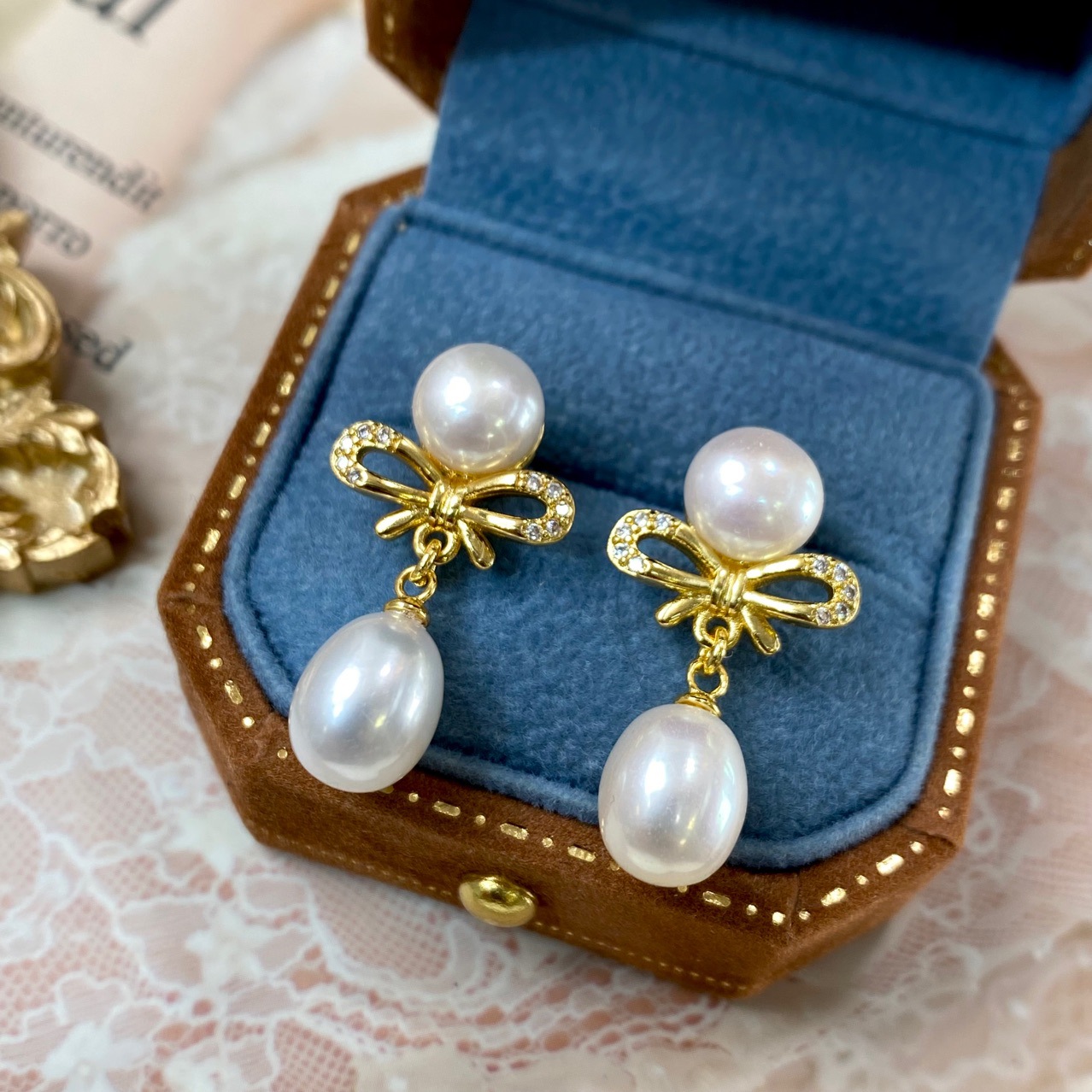 轻奢多珠款天然淡水珍珠耳坠女 18K注金小众复古时尚流苏耳钉简约详情7