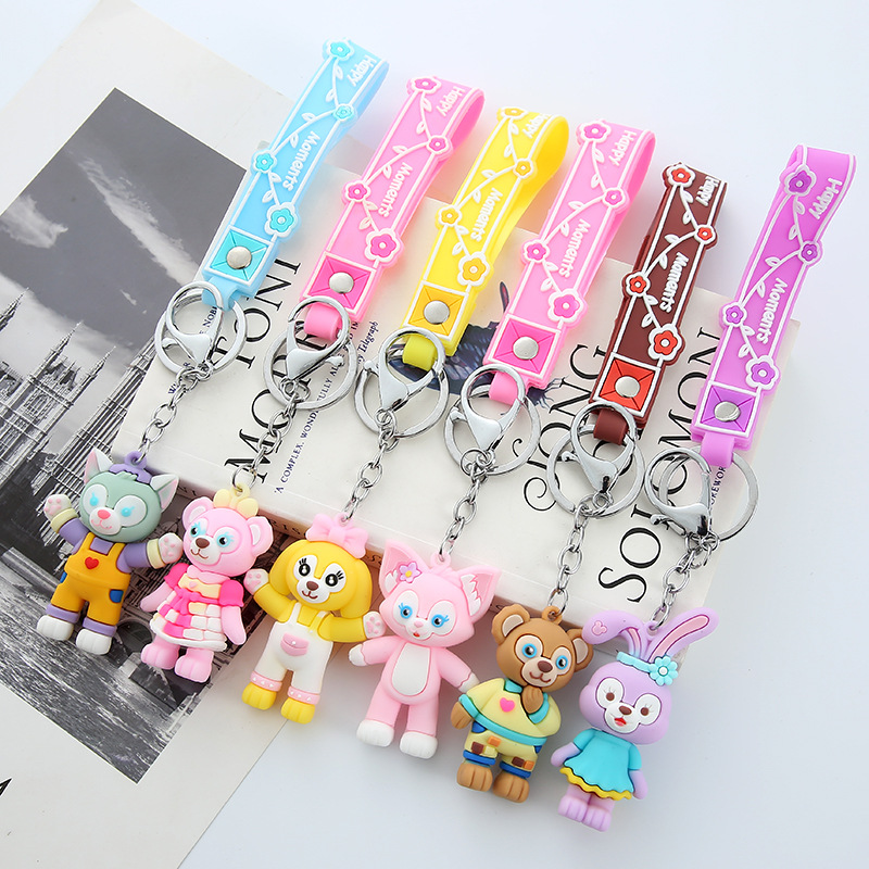 Duffy Bear keychain, internet-famous Lina Belle doll key chain, girlish little fox schoolbag pendant pic 1