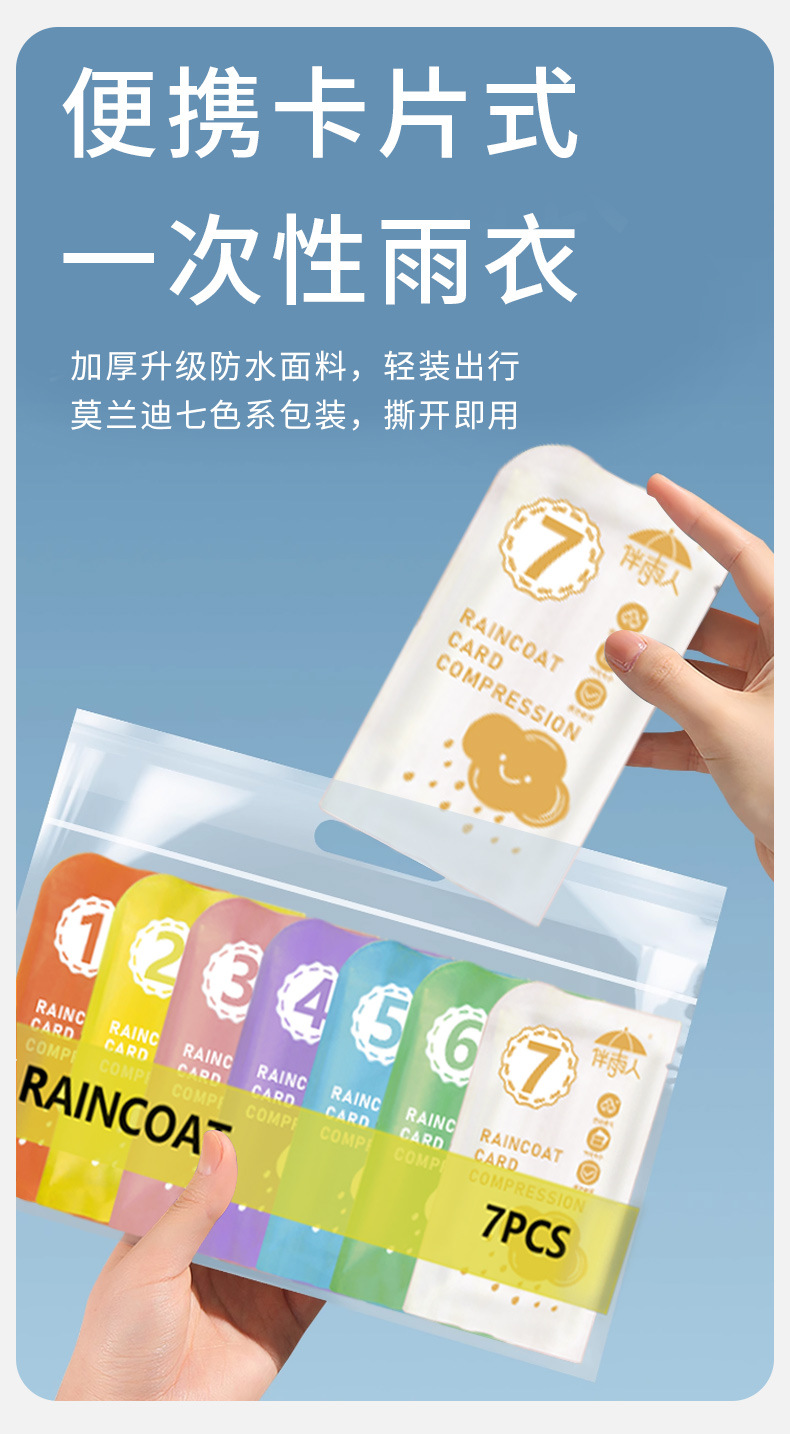 一次性雨衣成人儿童卡片加厚全身防暴雨透明便携旅游户外登山防水详情1