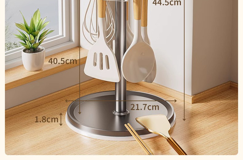Rotating spatula rack countertop, household kitchen hook storage rack, hanging spoon and spatula stand, soup spoon and kitchenware storage rack pic 20