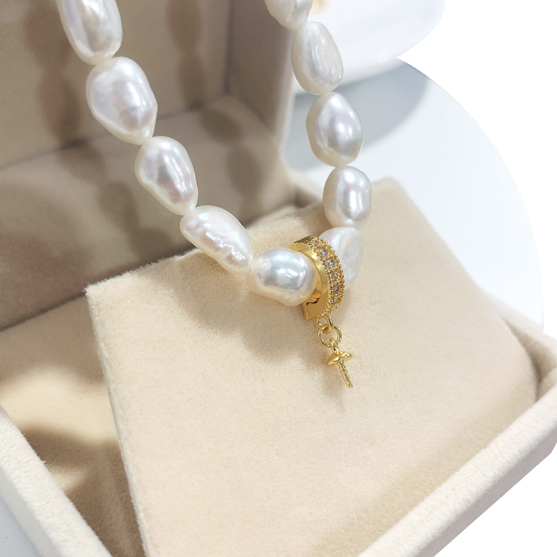 14k包金铜镀真金珍珠项链蜜蜡水晶万能扣吊坠扣毛衣链夹扣空托新详情3