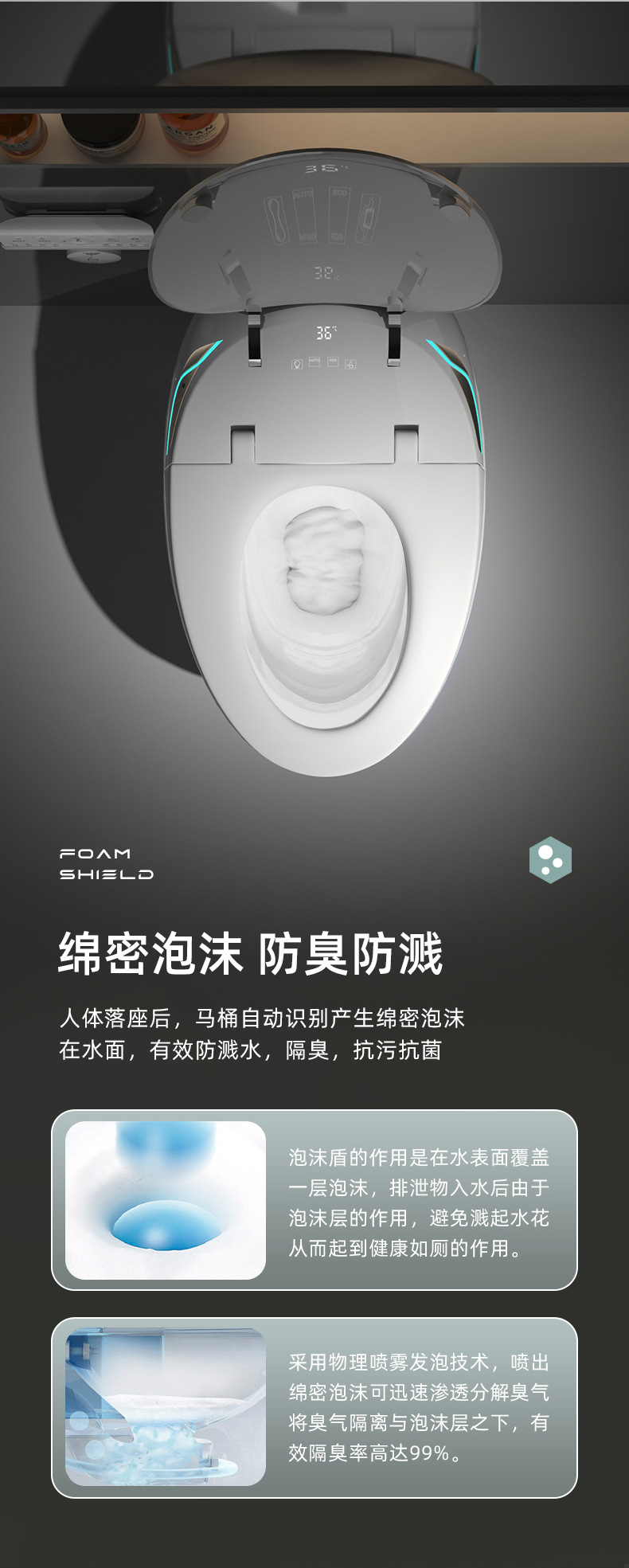 智能马桶蛋形即热式杀菌泡沫护盾全自动语音无水压问题坐便器精品卫浴.详情8