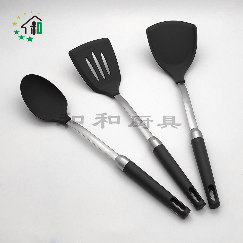 304 stainless steel spatula kitchenware set, kitchen silicone spatula household items, soup spoons, stir-frying and cooking silicone utensils pic 18