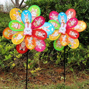 热卖儿童户外玩具 单层亮片向日葵笑脸大风车 太阳花园林装饰批发 怀旧传统风车玩具详情9