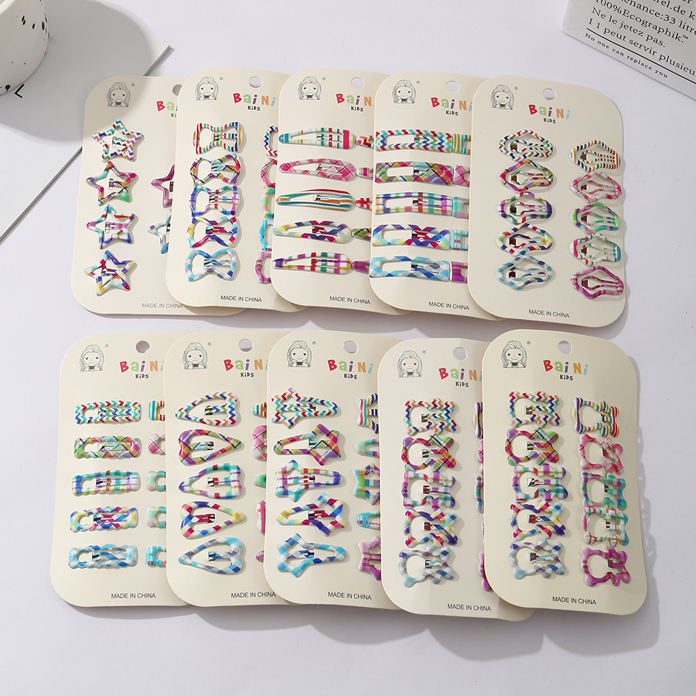 儿童发卡彩色系格纹异形bb夹女童发饰可爱宝宝刘海夹小女孩碎发夹详情2