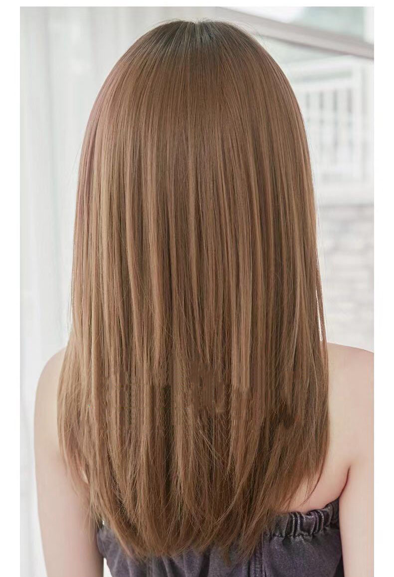 Natural long straight hair, air bangs wig, fluffy and popular online hair wig, 26-inch synthetic wig pic 7