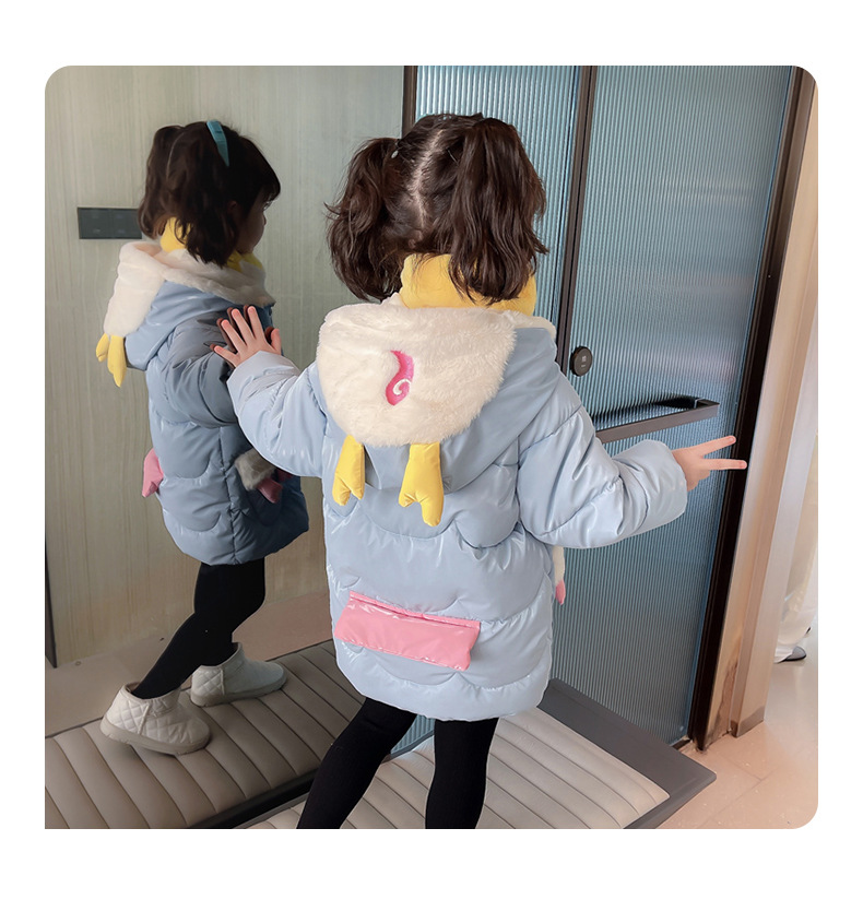 Thickened cotton-padded jacket for girls 2023, stylish deer antler cotton-padded jacket, long coat for little girls, winter cartoon cotton-padded jacket pic 17