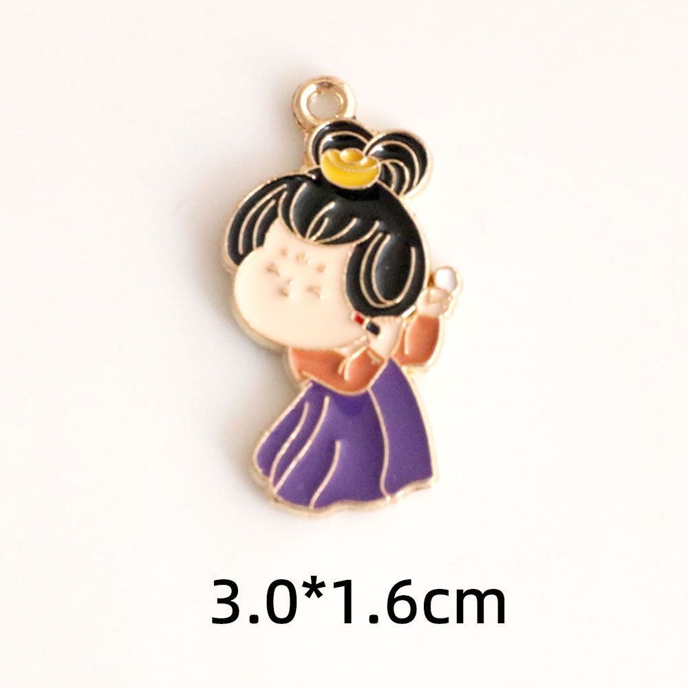 西安旅游纪念古风唐朝贵妃仕女卡通滴油合金diy饰品配件挂件吊坠详情8