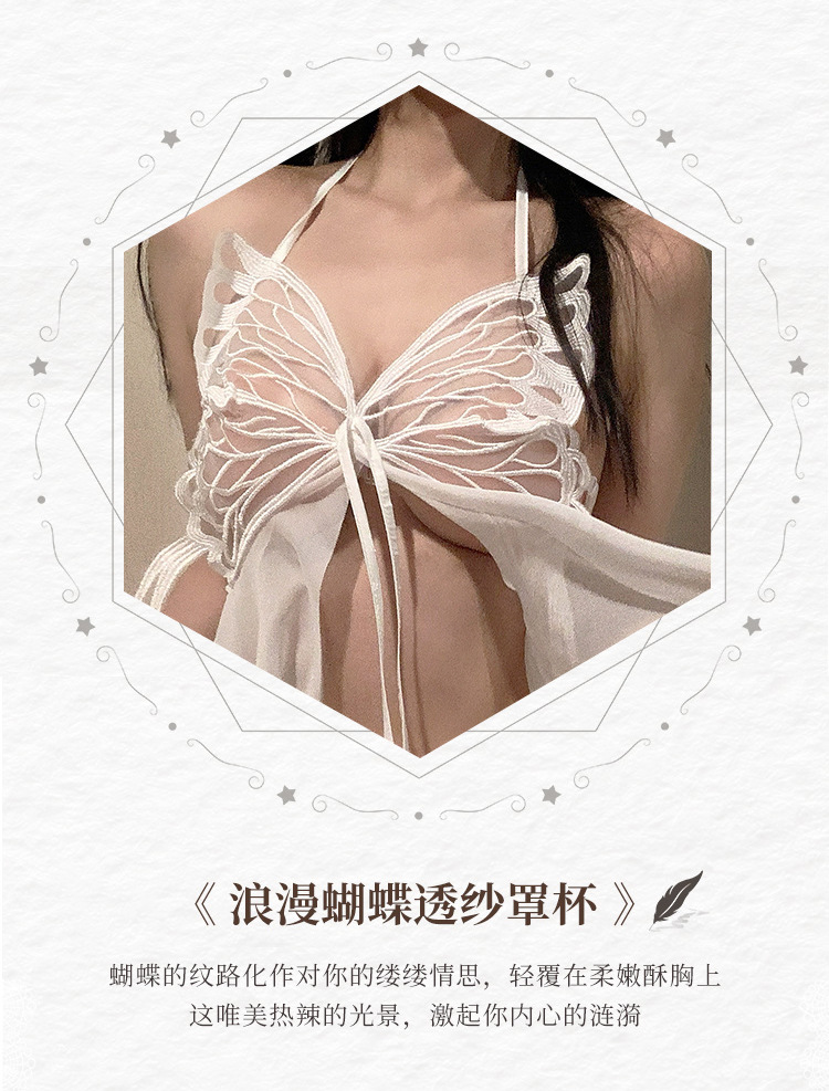 情趣内衣性感纯欲风睡裙女火辣蝴蝶透明制服诱惑睡衣套装代发8514详情10