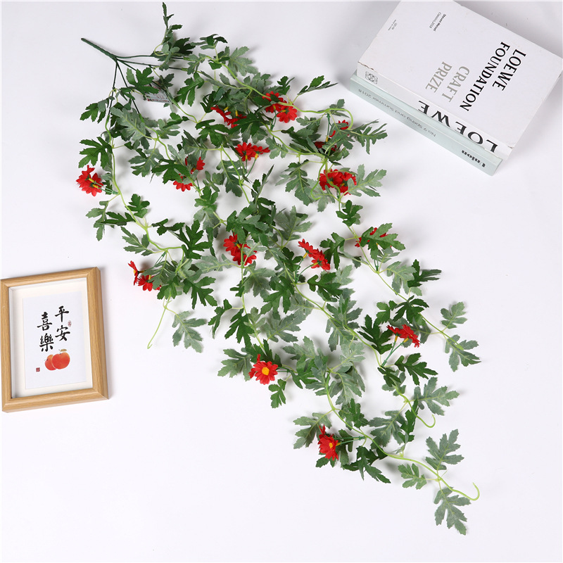 Artificial plants, leafy green plants, vines, green vines, wall-hung plastic artificial flowers, wedding interior decoration sunflowers pic 28