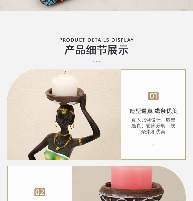 Cross-border Amazon Nordic light luxury candlestick display, creative resin black candlestick, ins home entrance decoration pic 8