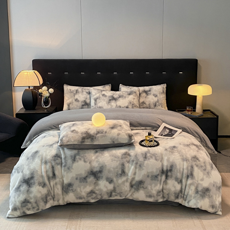 Wholesale European-style autumn and winter 100-cotton all-cotton brushed embroidery four-piece set, active pure cotton thickened quilt cover and bed sheet cap pic 9