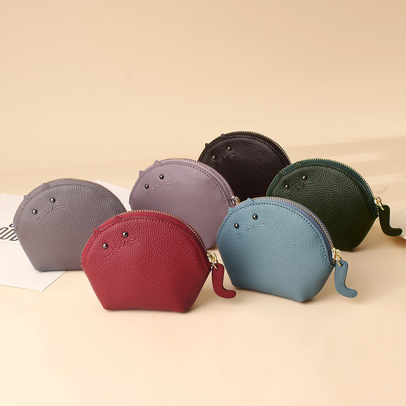 跨境头层牛皮手拿小钱包多卡位钥匙扣硬币零钱袋手拎真皮零钱包女详情29