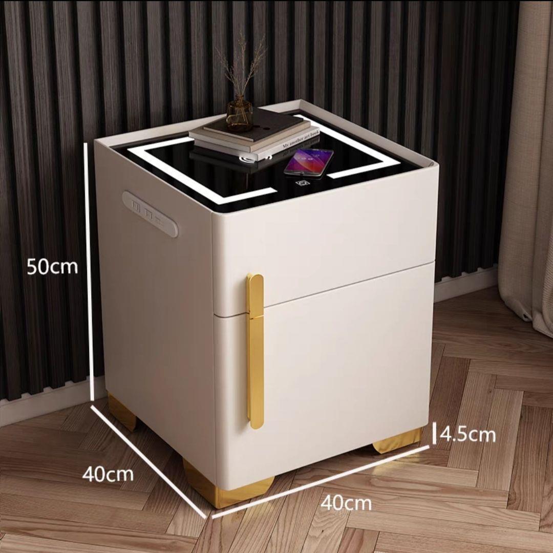 Light luxury smart bedside table, safe, multi-functional bedside cabinet, radio charger, Bluetooth speaker, three-color light, bedroom pic 17