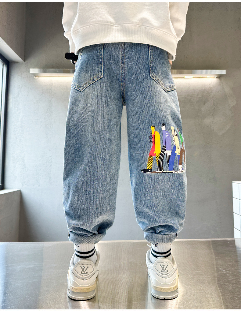 儿童装男童秋装裤子2023新款中大童春秋款男孩秋季牛仔裤帅气集合详情6