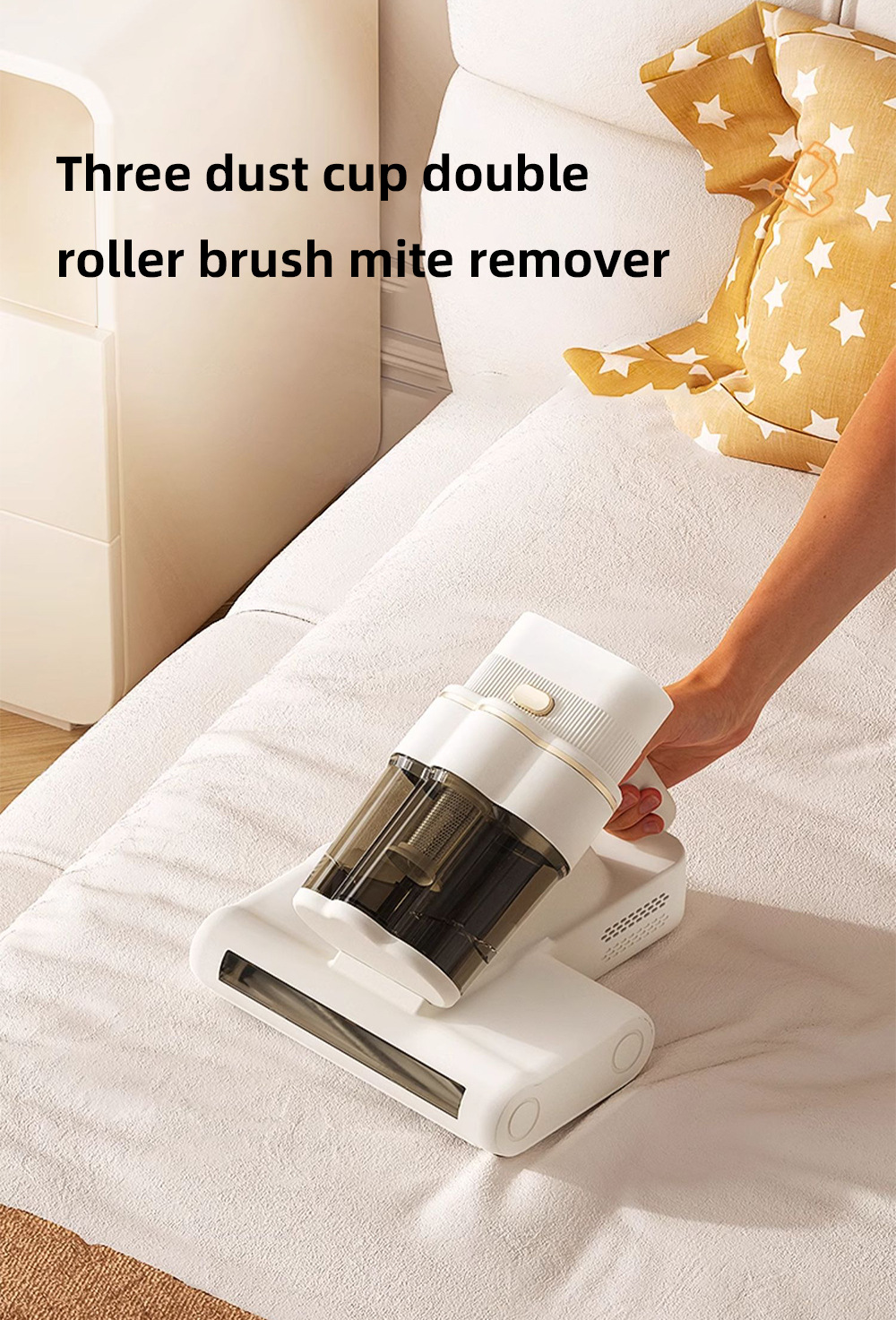 Double roller brush mite remover, a mite removal wonder, a large household vacuum cleaner for bed removal, ultrasonic and ultraviolet sterilization power purification pic 2