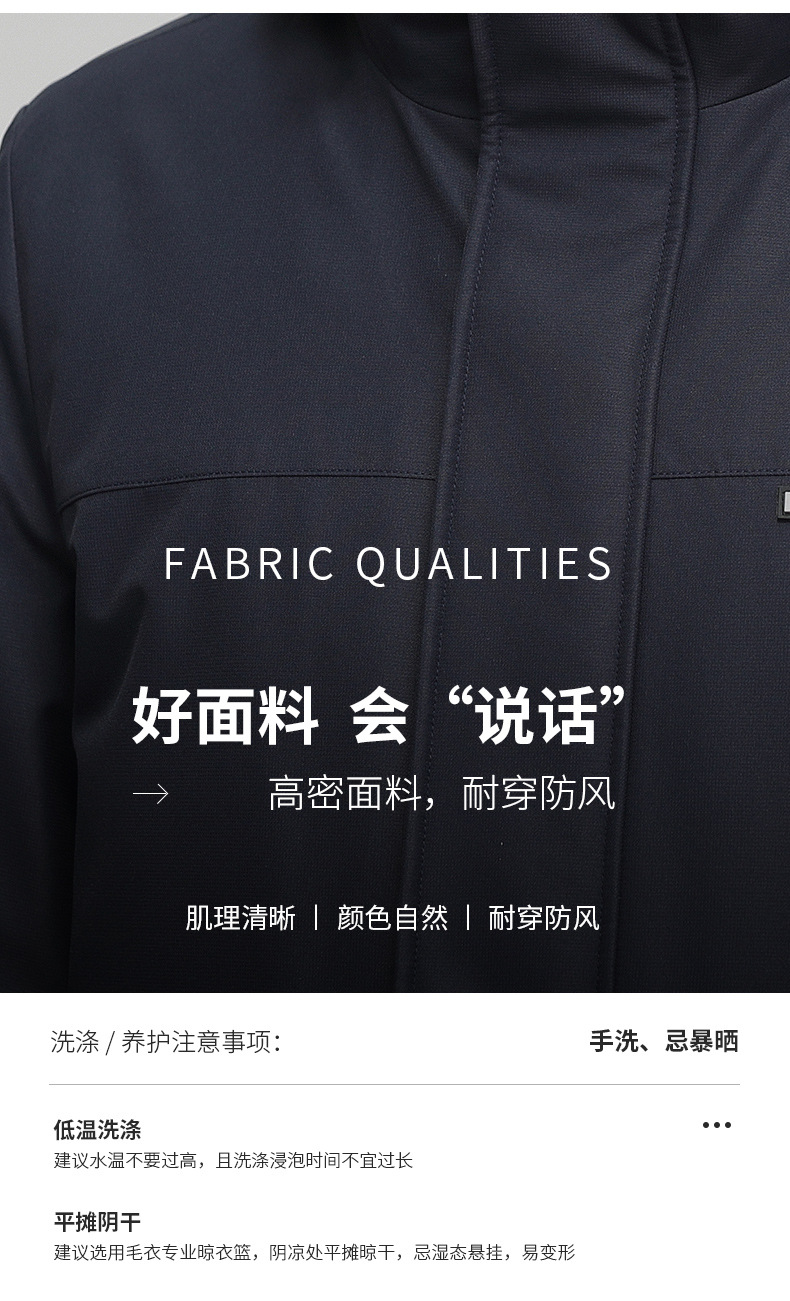 羽绒服男中长款90鹅绒潮牌外套2022冬新款商务加厚可拆内胆工装服详情6