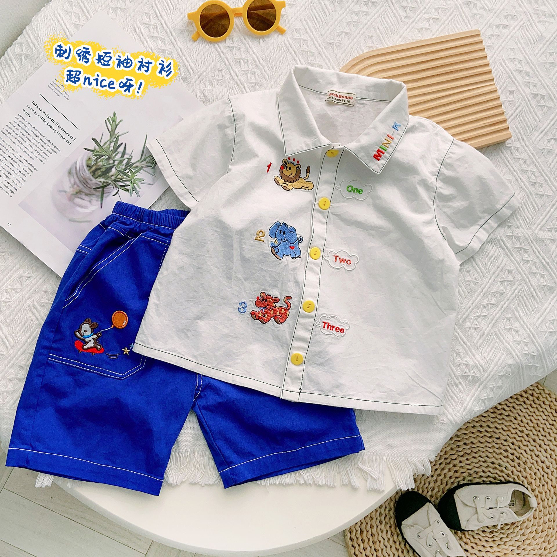 儿童衬衣23夏婴儿衬衫刺绣翻领衬衫男宝宝女宝宝上衣春款潮款童装详情2