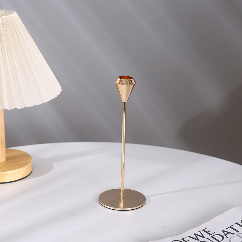 New European-style candle holder ornament, retro, simple and romantic. Golden waist and golden candle holder ornament pic 2
