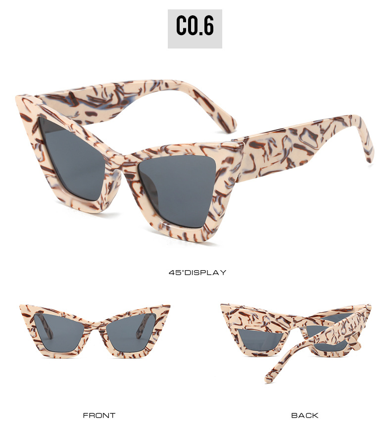 欧美女士猫眼太阳镜彩色花纹修饰脸型潮流墨镜街拍派对眼镜M459详情12