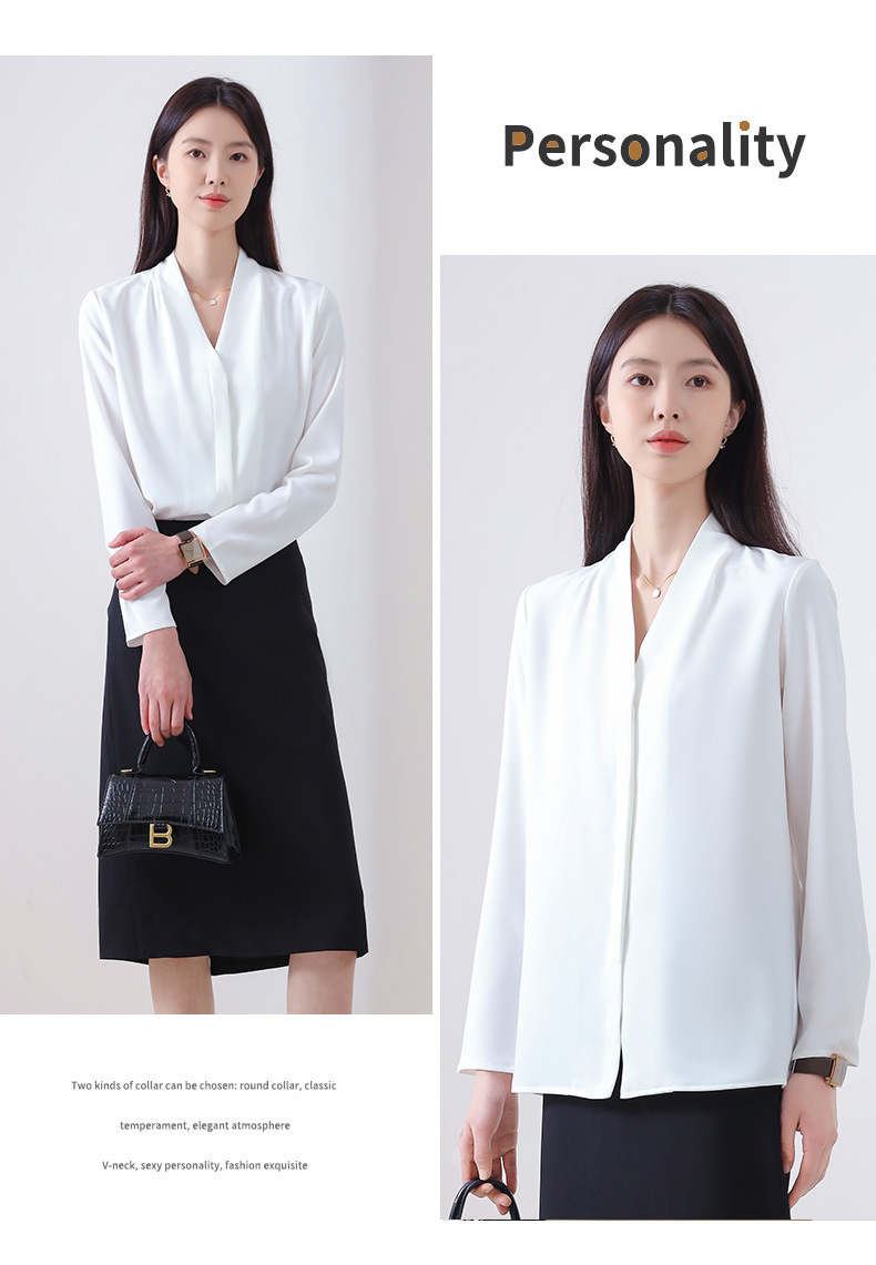 时尚衬衫女夏时尚宽松弹力透气女士长袖衬衣气质职业上衣工装详情18
