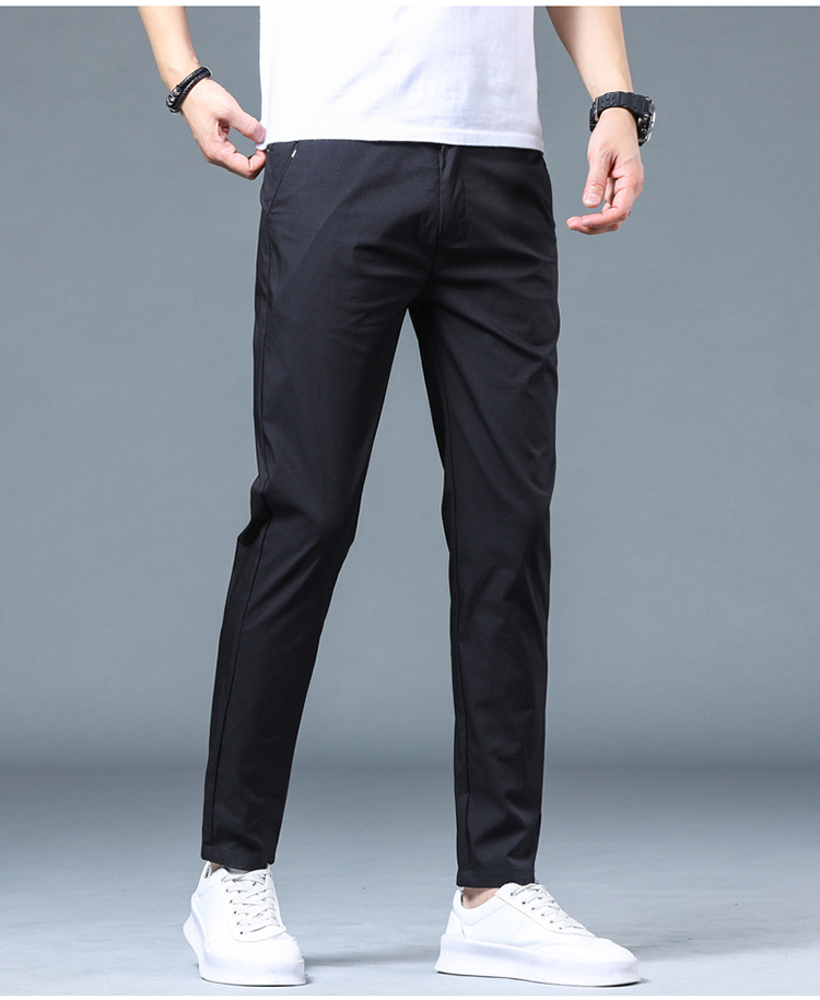 夏季薄款休闲裤男款修身直筒透气弹力冰丝百搭潮流男裤子批发凉感详情28
