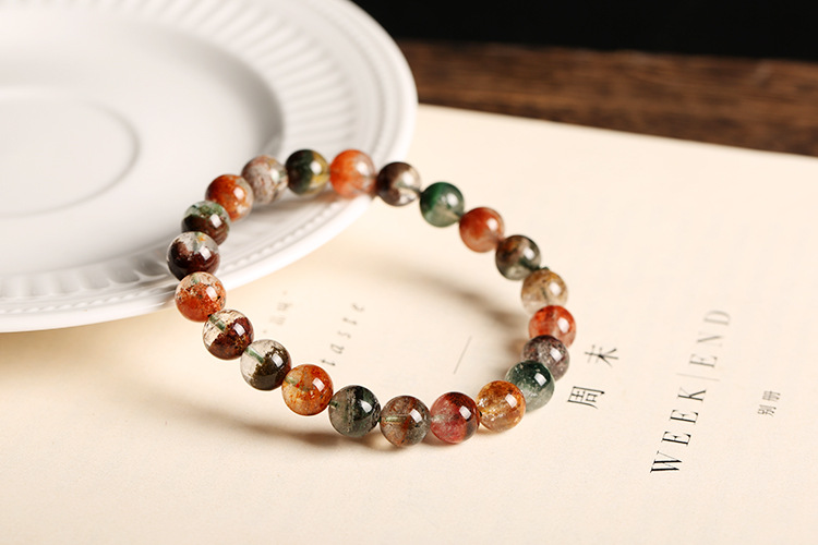 Natural raw mineral green ghost bracelet, color Ghost single-loop bracelet, about 9-10mm, crystal transparent treasure basin pic 3