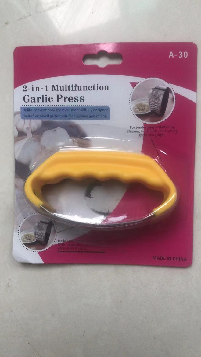 Italian stainless steel manual arc-shaped garlic peeler and garlic puree maker pic 1