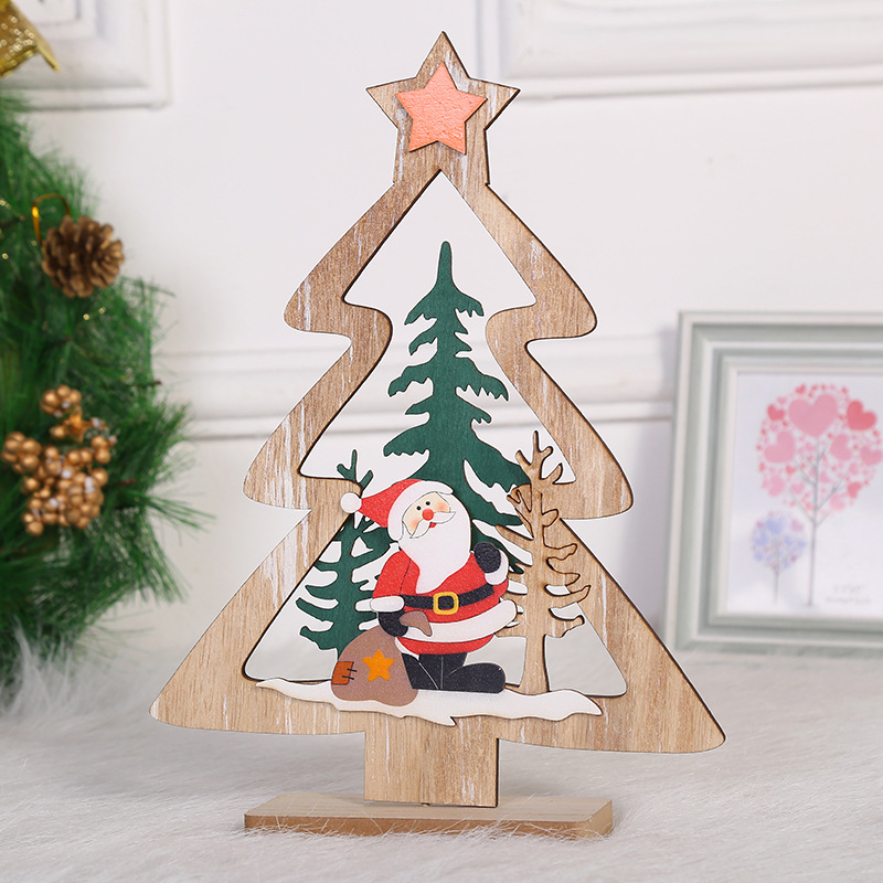 Christmas decorative wooden ornaments, table ornaments, Christmas gifts, three-dimensional wooden mini Christmas trees pic 6