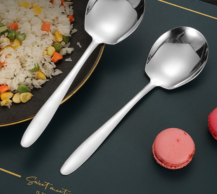 不锈钢勺子批发酒店自助餐高颜值公用分餐勺家用加厚汤匙饭勺餐具详情8
