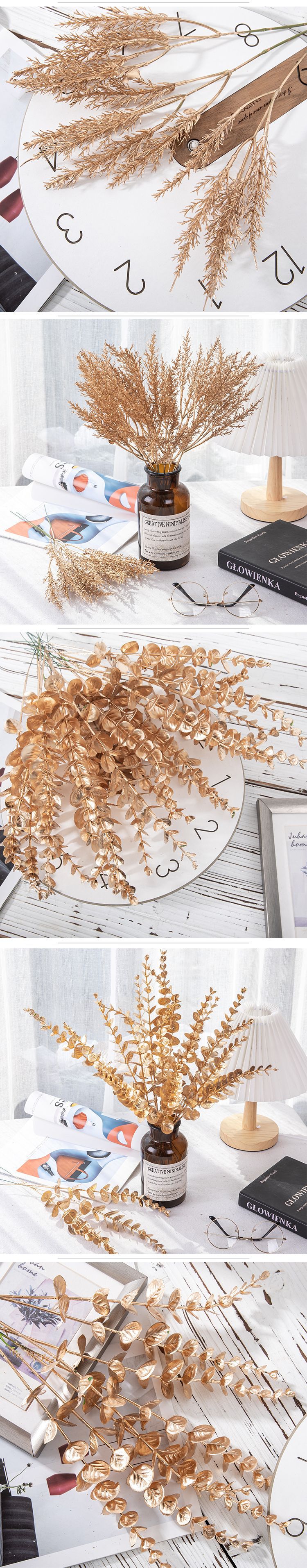 源头厂家新年花年宵花喷金色配件过金过银仿真花家居装饰圣诞假花详情9