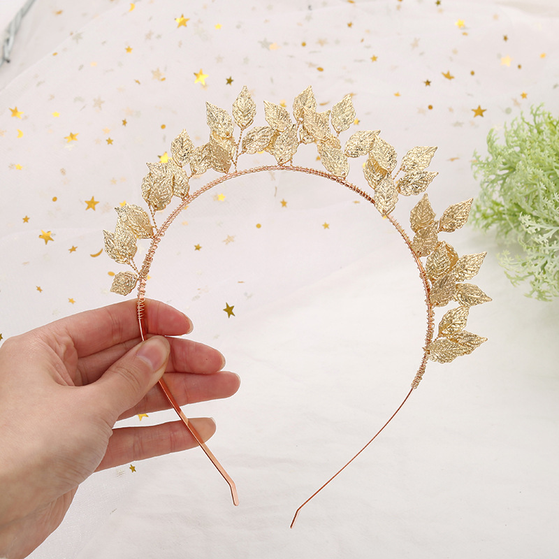 New cross-border leaf hair bands from Europe and America, gold and silver leaf hair accessories, wedding dress and evening gown accessories, bride headwear and headband wholesale, domestic independent pic 4