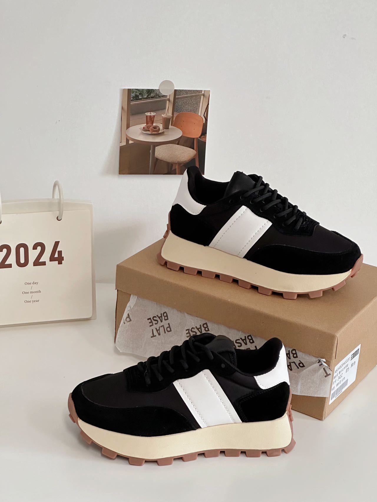 欧洲站2024春季新款时尚休闲百搭真皮复古厚底拼色系带运动鞋详情14