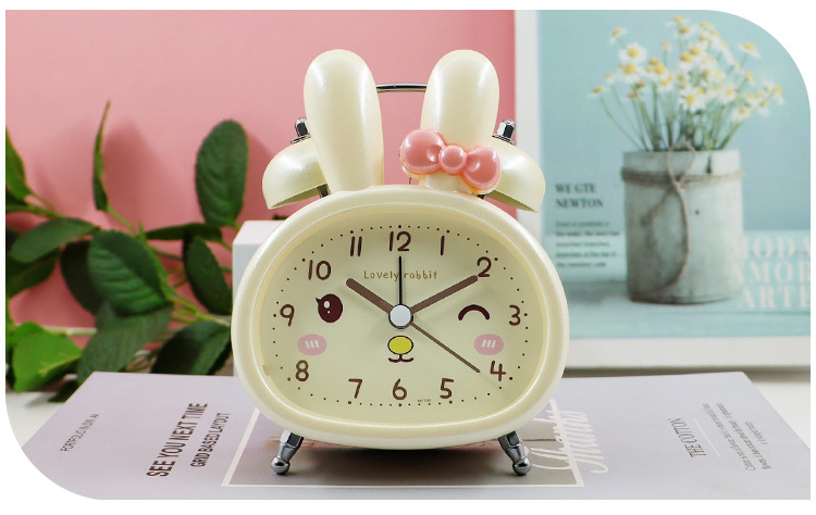 New best-selling student cartoon 3-inch pink silent cartoon metal external bell alarm clock factory direct sales pic 16
