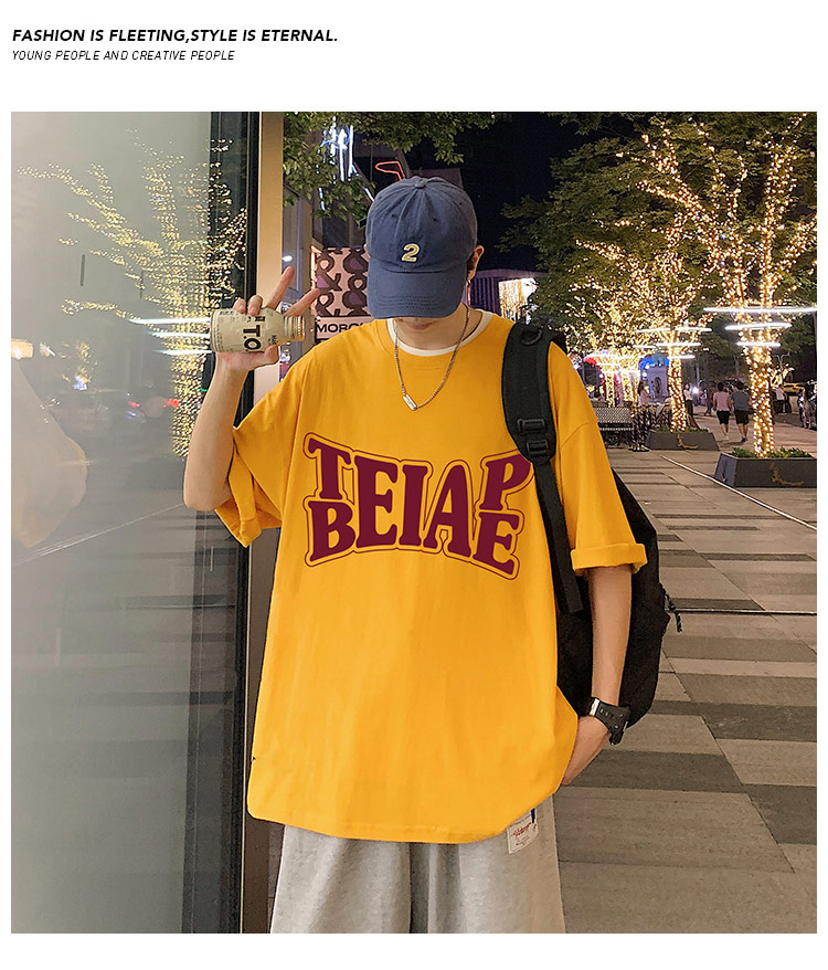 港风复古棉短袖T恤男ins潮牌夏季2024新款男装oversize宽松体恤详情30
