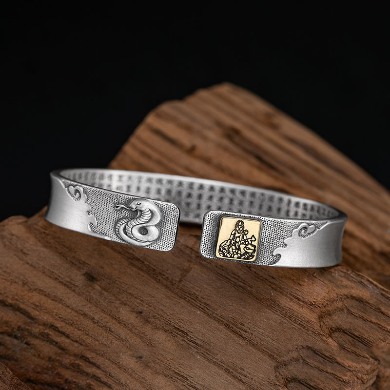 Hot-selling item: Twelve zodiac signs, eight Guardian Deities, zodiac Buddha silver-plated bracelet, aged and retro style, open Thai silver bracelet pic 10