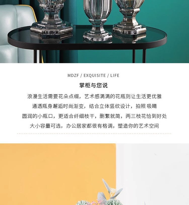 北欧ins高颜值罗马高脚风灯透明玻璃花瓶水养鲜花插花器餐桌摆件详情17