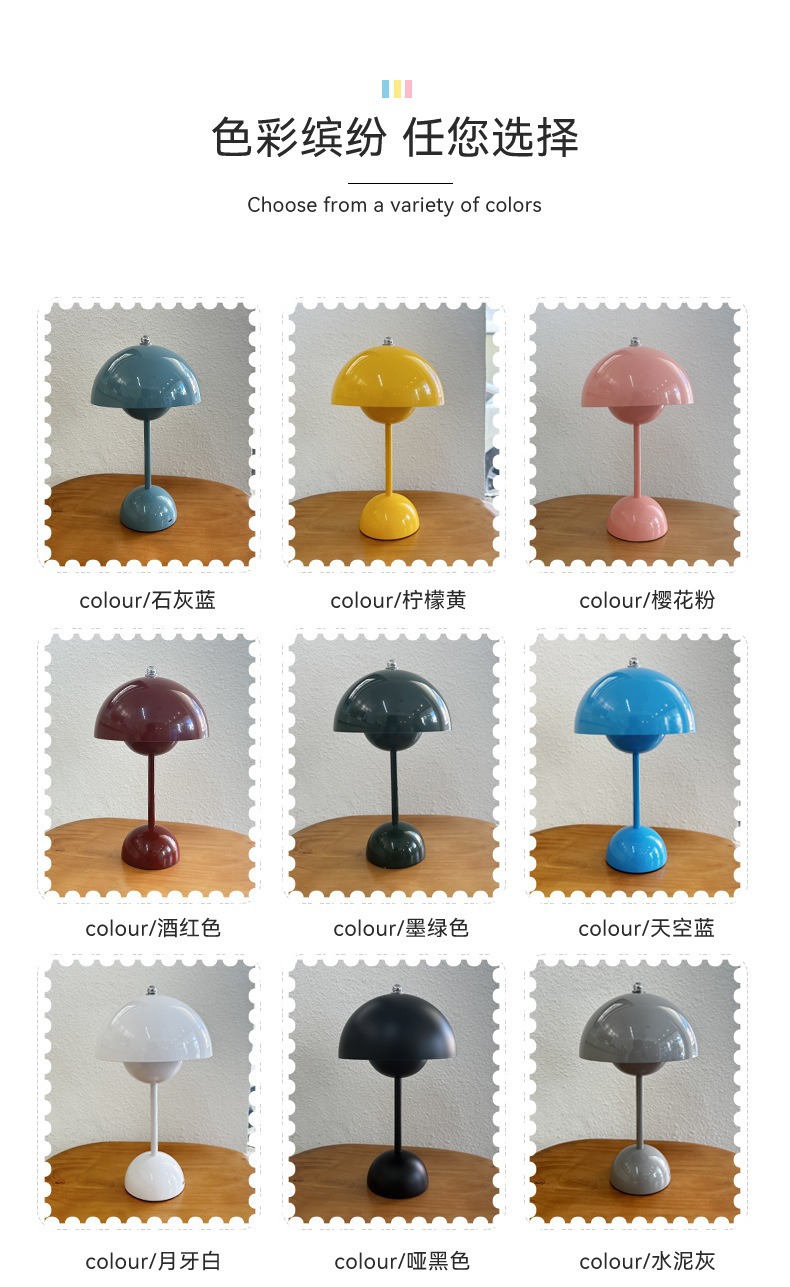 跨境热销装饰台灯 源头工厂现货现发USB充电触摸卧室蘑菇花苞台灯详情5