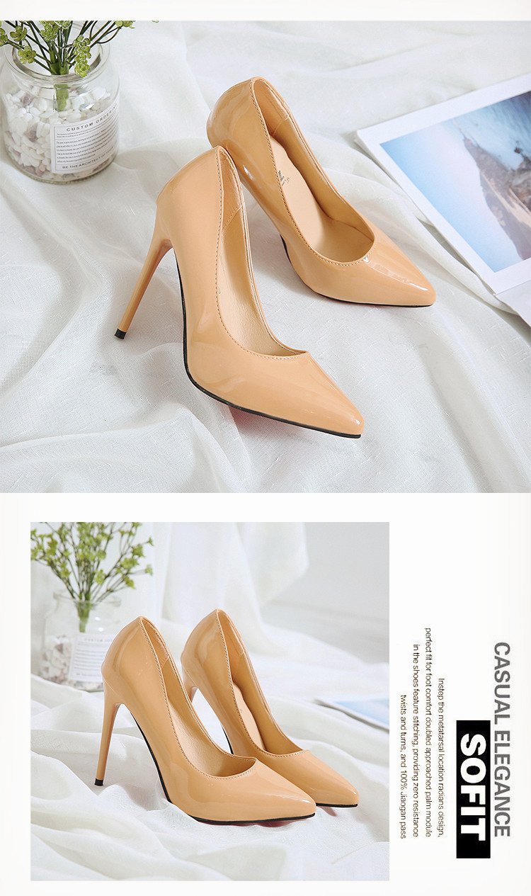 高跟鞋女2021新款女鞋春季欧美风尖头浅口单鞋女式细跟漆皮时装鞋详情12
