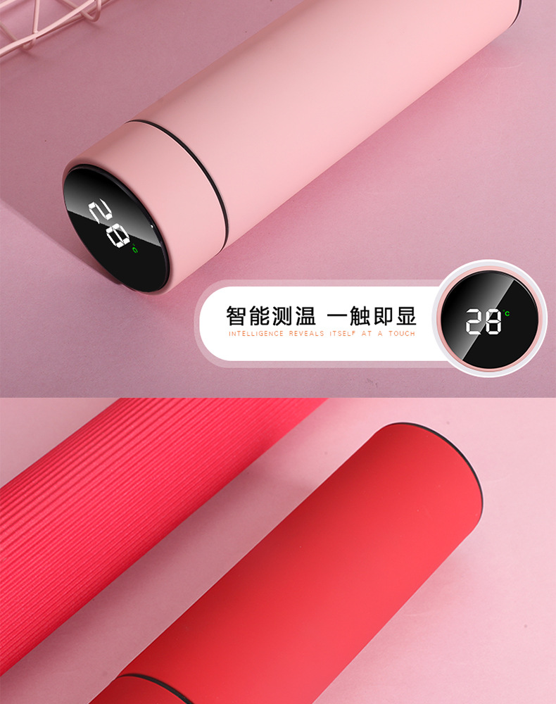 Smart temperature-measuring insulated cup, LED touch display for temperature, frosted water cup, creative business gift, customized LOGO pic 26