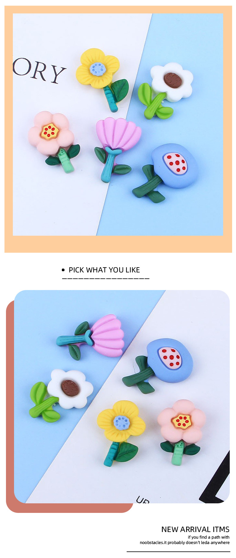 可爱花朵奶油胶树脂小配件diy手工制作手机壳发抓夹饰品材料贴片详情9