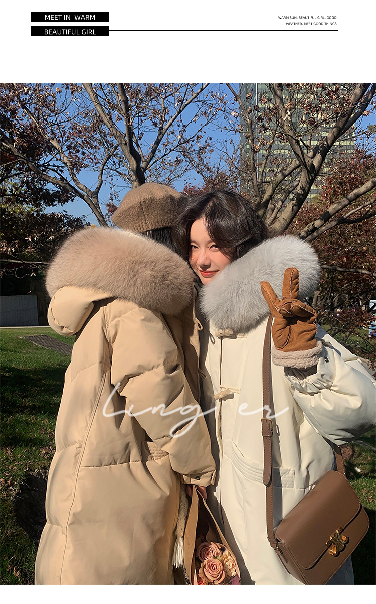 Wholesale of high-end mid-length down jackets for women that reach the knees in 2022, featuring a fashionable design sense and a niche thickened coat pic 17