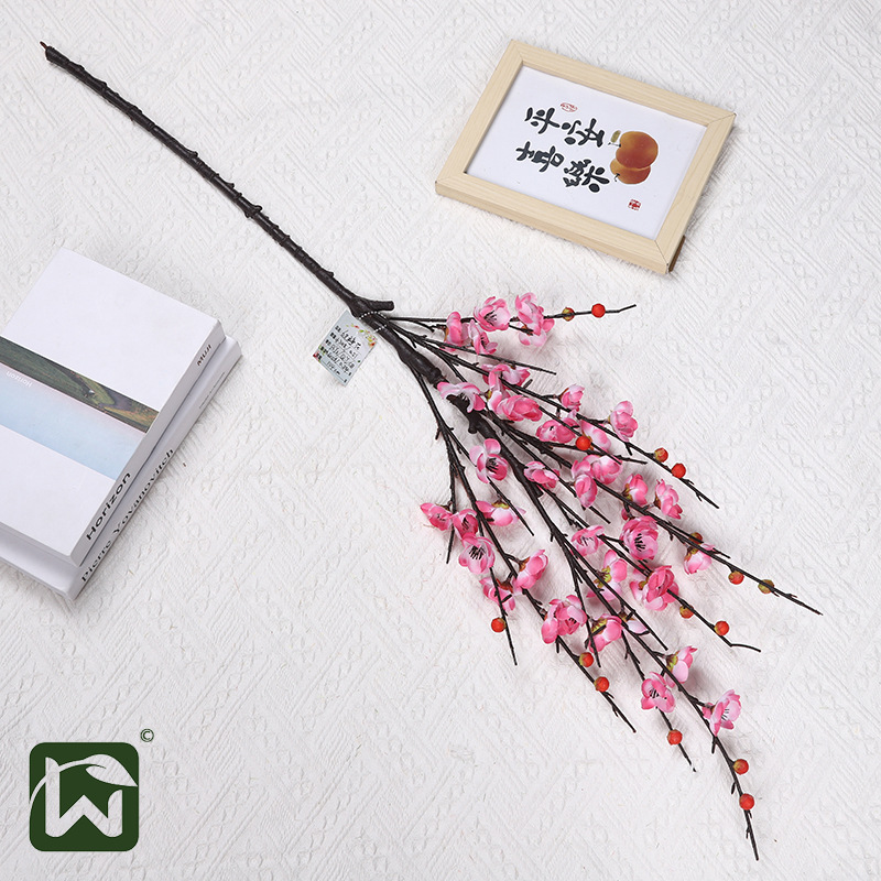 Cross-border artificial roses, plastic artificial flowers, artificial green plants, single plum blossoms, flower arrangement decorative items, sets, festival props pic 17